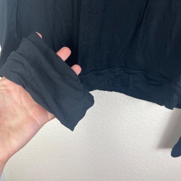 Shein Scoop Neck Open Back Long Sleeve Shirt Black Women’s Size M - Picture 7 of 10